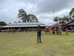 Satgas 141/AYJP laksanakan Penganmanan Seni Budaya Tarian Papua