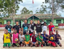 Wujudkan Kebersamaan dan Kekompakan, Satgas Yonif 144/JY Olahraga Bersama dengan Warga