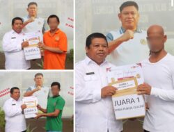 Kaur Umum Lapas Banjarmasin Serahkan Piagam Juara Lomba Pukul Guling